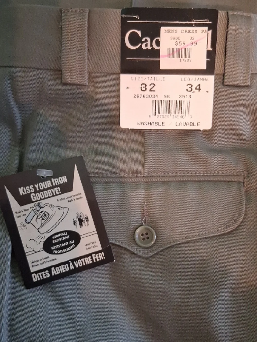 NEW! Men's Sage Colour Performance Dress Pants - Classic Fit 4523 - Picture 4 of 7